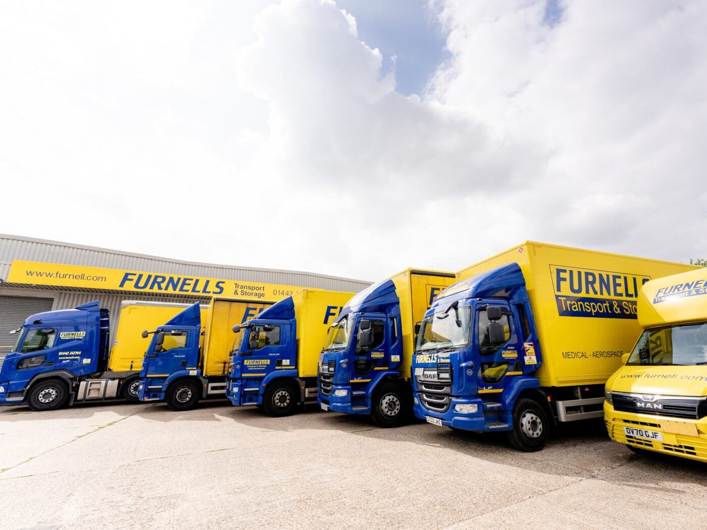 Furnell Transport fleet in front of warehouse Hemel