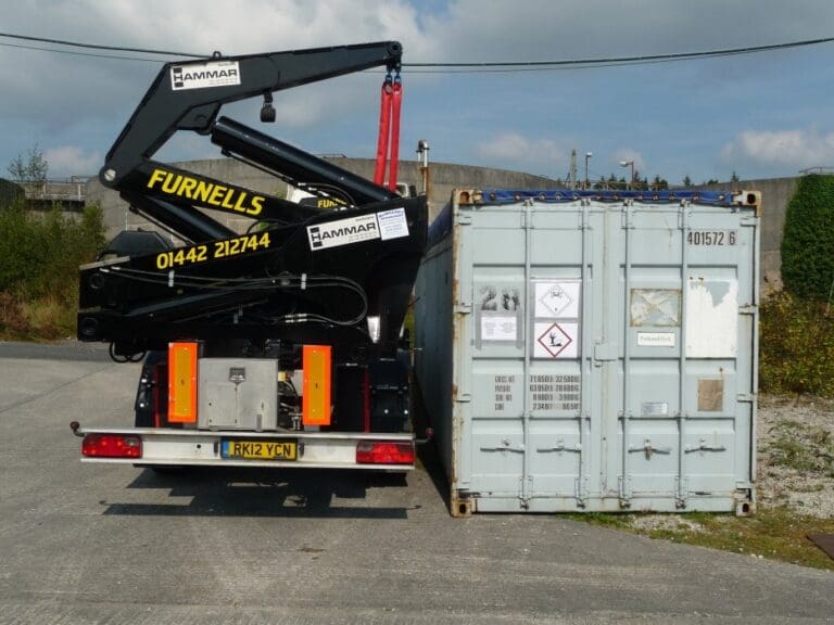 Hammar side loader ISO container radioactive material transport logistics